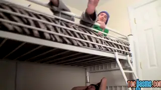 Twink Pair Explore Foot Fetish Before Mutual Handjob Finish