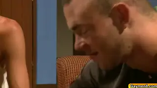 Blonde Man Receives Blowjob Before Locker Room Anal