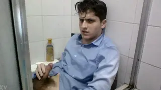 Teen Guy Jerks Off Under the Warm Shower Spray