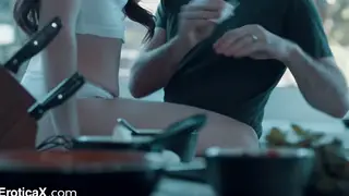 Petite Brunette Enjoys Sensual Kitchen Encounter