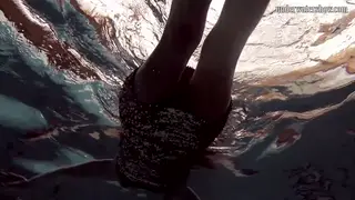 European Beauty Strips From Lingerie to Naked in the Pool