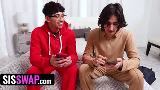 Blonde and Asian Stepsisters Share Stepbrothers in Group Session