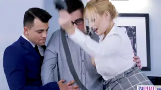Blonde Boss Commands Threesome With Employee and Colleague