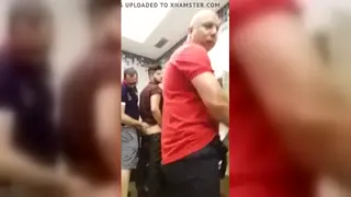 Interracial Bareback Orgy Breeds a Bottom in a Public Bathroom