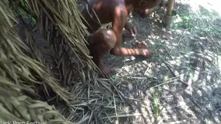 Petite Ebony Women Explore Each Other in the Forest
