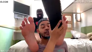 Dominant Master Demands Foot Worship from Submissive Guy