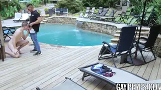 Athletic Thief Seduces Uniformed Officer for Poolside Blowjob
