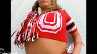 Curvy Cheerleader Swallows Deep in POV Uniform Blowjob