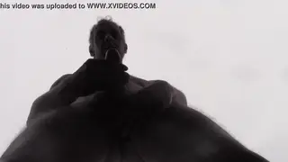 Mature Hunk Strokes Outdoors Until He Cums in Snow