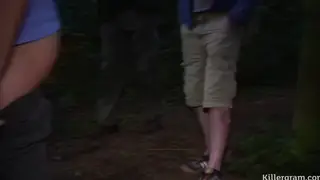 Busty Brunette MILF Sucks Cock Outdoors for a Facial