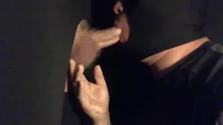 Hairy Muscular Stranger Takes a Gloryhole Blowjob
