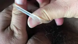 Asian Mature Man Edges Outdoors With Glans Ring and Spanking