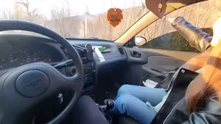 Stranger Swallows Every Drop After a Risky Car Blowjob