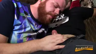 Hairy Bear Services a Hard Cock With Mouth and Hand