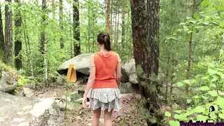 Stranger Breeds Curvy Teen Doggystyle in Woods