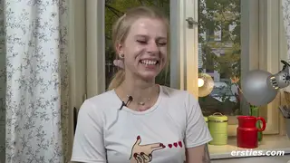 Blonde European Solo Rides Heart Anal Plug