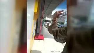 Asian Woman Squirts Openly Near an ATM