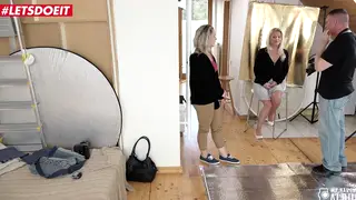 Busty MILF Seduces Photographer in Lingerie Doggystyle