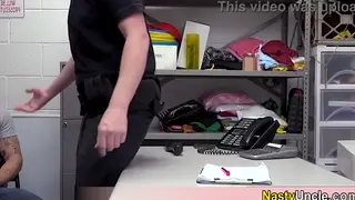 Muscular Guard in Uniform Barebacks Eager Teen