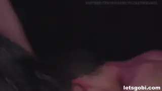 Blonde and Brunette Share Bareback Orgy at Club