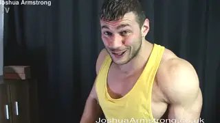 Oiled Muscle Stud Flexes and Strokes to Explosion