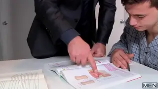 Stepdad Guides Twink Through First Oral Lesson