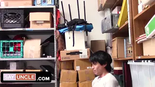 Latino Guard Frisks Young Suspect Before Deep Oral