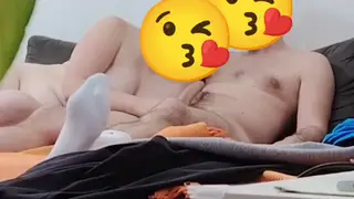 Chubby White Girlfriend Gives Interracial Blowjob and Handjob