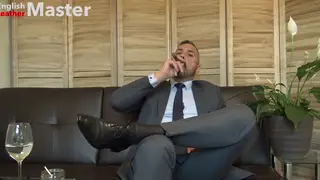 Hairy Bear Boss Dominates Employee in Leather Office