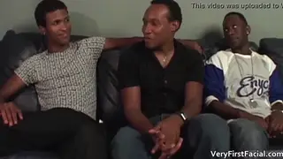 Ebony Stud Services Two Cocks and Takes a Facial