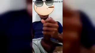 Black Hunk Strokes His Thick Cock in Close-Up
