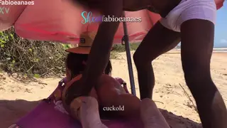 Ebony Masseuse Works Curvy Latina Wife on Beach