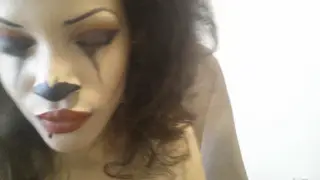 Tattooed Goth Teen in Clown Cosplay Reaches Solo Climax