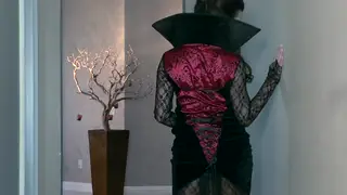 Busty Brunette Vampire Masturbates in Cosplay