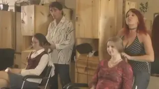 Hairdresser Surrounded by Eager Lovers in a Wild Gangbang