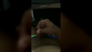 Guy Strokes to Explosive Cumshot Outdoors on Public Bench