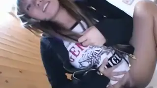 Asian Woman Takes a Blowjob and Facial in a Bathroom