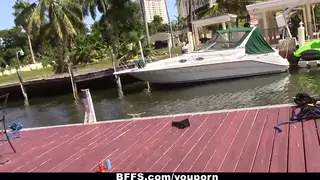 Petite Revelers Share Two Cocks in a Poolside Orgy