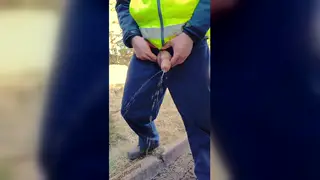 European Bear Unzips at Roadside for Public Piss
