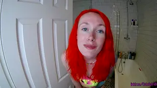 Redhead Femdom Humiliates a Tiny Cock on a Nudist Beach