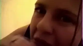 Brunette Gives a POV Blowjob and Handjob to Cumshot