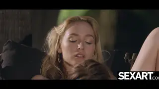Blonde Lesbian Licks Girlfriend's Wet Pussy Outdoors