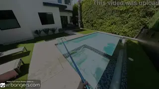 Petite Tattooed Teen Takes Pool Guy in VR POV