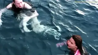 European Teens Swim Naked Before Lingerie Threesome Poolside