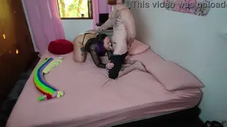 Inked Stepsister Squirts Hard During Foot-Focused Fuck Session