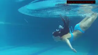 Petite European Teen Strips Naked in Outdoor Pool and Shower