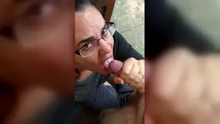 Wife Swallows Every Drop on the Front Porch