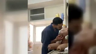Tattooed Muscle Guy Works His Cock in the Kitchen
