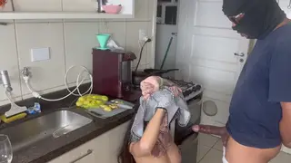Petite Milf Takes BBC Bareback in Kitchen and Gym