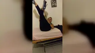 Blonde MILF Shows Off Feet in Stockings and Lingerie